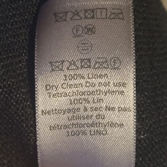 JOHN VARVATOS Black Linen Open Knit Sweater Size L Crewneck Ribbed Arms - Picture 11 of 11